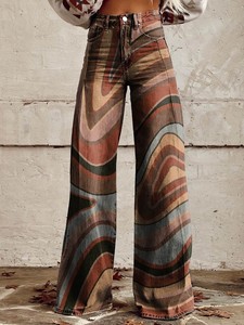<span class=keywords><strong>Pantaloni</strong></span> da <span class=keywords><strong>Donna</strong></span> con Stampa Digitale, Gamba Larga e Vestibilità Slim, Vendita Calda - Product Image 6