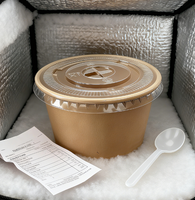 Factory Direct Sale Plastic-free Recyclable Kraft Paper Bowl Heavy-duty & Heat-resistant Round Natural/White Lunch Box with Lid