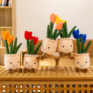Serie de plantas en maceta de flores artificiales, muñeco suave de peluche para niños y niñas, decoración de dormitorio, Idea de regalo de cumpleaños - Product Image 1