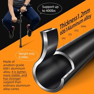 Đi bộ mía cho phụ nữ gấp mía cho nam giới với đèn LED Quad mía với cơ sở ổn định Trọng lượng nhẹ và có thể điều chỉnh đi Bộ thanh - Product Image 5