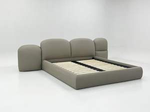 Cama doble con nube nórdica italiana, cama de plataforma de tela moderna, muebles de dormitorio de tamaño Queen de madera, cama tapizada de lujo para el hogar - Product Image 3