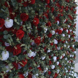 Forest Style 5D Cloth Base Wedding Backdrop Flower Wall <b>Artificial</b> Rose Row Factory Direct High Grade Wedding Flower Wall - Product Image 4