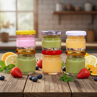 Vente flash Mini pot en verre rond vide de 30 ml 50 ml pour confiture, miel, aliments, épices avec couvercle en métal à vis