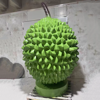 Grande sculpture géante en fibre de verre de fruits (fraise, durian, litchi) pour décoration de porte de magasin de fruits