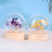Lámpara LED de árbol de la suerte de cristal natural al por mayor para decoración del hogar con técnica de mosaico y tema de Mascota de impresión láser