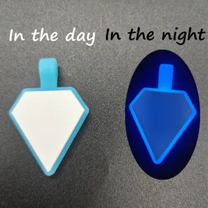 New Arrival Diamond Shape Glow In The Dark Silicone Dog Pet Name ID Tag Blank For Laser Print Name Identify Rubber Dog Tags