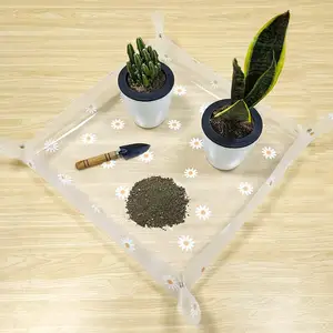 Custom Different Size Waterproof Dirt Control Indoor Plants Foldable Gardening Plant Repotting Mat