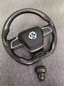 Volant <span class=keywords><strong>sport</strong></span> GR en cuir pleine fleur pour Toyota Land Cruiser LC79 LC76 LC70 LC300 2008-2021, boutons noirs, carbone - Product Image 3
