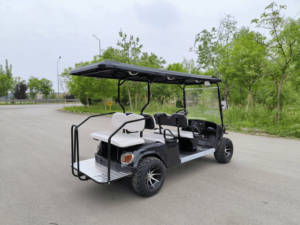 Voiture électrique <span class=keywords><strong>de</strong></span> tourisme 6 places avec auvent ouvert et <span class=keywords><strong>pneus</strong></span> tout-terrain pour les visites <span class=keywords><strong>de</strong></span> parcs d'attractions - Product Image 1