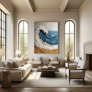 Arte Mural 3D Moderno Hecho a Mano, Ola del Océano, Lienzo Texturizado, Obra de Arte Abstracta, Pintura Acrílica al Óleo para Decoración de Hogar, Hotel, Galería - Product Image 4