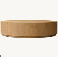 Table basse ronde en chêne moderne, durable et écologique, fabriquée à la main par RHMONTECITO, pour le salon