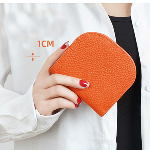 Femmes à la mode mince minimaliste en cuir véritable Mini portefeuille couleur <span class=keywords><strong>Orange</strong></span> peau de vache <span class=keywords><strong>porte</strong></span>-<span class=keywords><strong>monnaie</strong></span> petit argent portefeuilles pour les femmes - Product Image 6