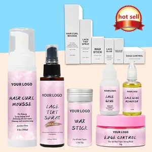 Nhãn Hiệu Riêng Rõ Ràng Phía Trước Phía Trước Phía Trước Nhà Cung Cấp Ren Glue Set Remover Wig Dính Water Proof Tóc Tint Phun Extensions Tóc Giả Công Cụ