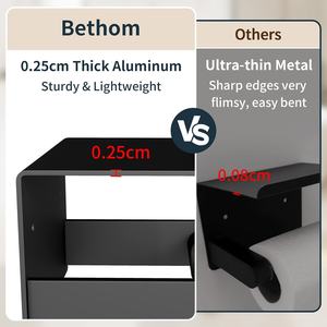 <span class=keywords><strong>Support</strong></span> mural adhésif noir mat pour papier toilette avec étagère, en métal, avec tige à ressort à visser pour salle <span class=keywords><strong>de</strong></span> bain et toilettes - Product Image 3