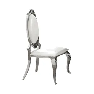 Best Seller Hotel Event Center Rental Chrome Stainless Steel White Seat Dining Chairs Velvet