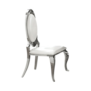 Chaises <span class=keywords><strong>de</strong></span> <span class=keywords><strong>salle</strong></span> à manger en velours, siège blanc en acier inoxydable chromé, vente en gros - Product Image 1