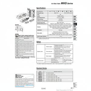 MXQ25-150BS โต๊ะสไลด์ลมนิวเมติก SMC - Product Image 1