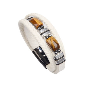 <span class=keywords><strong>Bracelet</strong></span> en Cuir Multicouche Fait Main Tendance pour <span class=keywords><strong>Homme</strong></span>, Pierre Œil de Tigre, Bijou Magnétique de Mode, Cadeau Très Vendu - Product Image 6