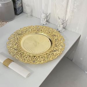 Nouvelles Assiettes de Présentation Rondes Dorées de 13 Pouces Style Européen 2026 pour Dîners et Mariages – Assiettes de Présentation Élégantes en Plastique - Product Image 2