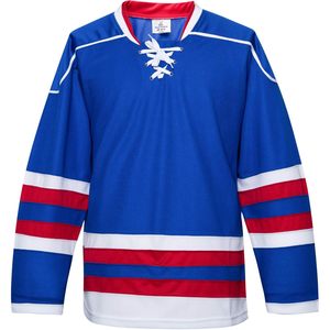 Maillot de hockey sur glace EALER bleu, rouge et blanc, col en V, séchage rapide, sublimé, 340 g/m², équipement d'entraînement unisexe pour adultes - Product Image 4