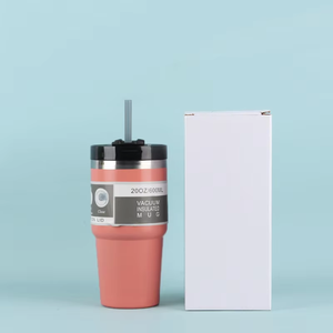 Gobelet isotherme en acier inoxydable de 20 oz avec paille et couvercle, tasse à café portable pour le bureau, la voiture et la salle de sport - Product Image 1