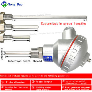 통합 온도 변환기 4-20mA 모듈 온도 센서 프로브 Pt100 열 저항 OEM WZP-231 IP67 스테인리스 - Product Image 3