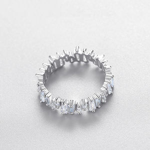 镀白金女式925纯银全锆石结婚戒指防氧化承诺结婚戒指珠宝批发 - Product Image 4