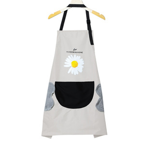 Peacemhnusone <b>Apron</b> Gray With Daisy Print Waterproof For Women <b>Kitchen</b> Use - Product Image 1