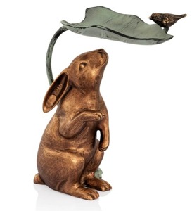 Décoration de Pâques Bronze Lapin Sculpture Figurine Décorative pour Noël Décor À La Maison À La Main Solide Lapin Figure Plateau Top - Product Image 1