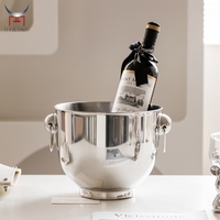 Seau à glace de luxe en acier inoxydable avec doubles poignées, 4,8 L, pour refroidir le vin, le champagne et la bière, idéal pour la maison, le bar, les mariages et les fêtes