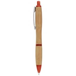 Stylo bille en bambou écologique rouge, largeur d'écriture 0,5 mm, corps en bois personnalisable avec motif animal, encre noire, stylo promotionnel fantaisie, personnalisable - Product Image 2