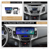 Produk Aijia untuk HYUNDAI ELANTRA 2014-2015 LHD Matten Black 12.3 inci Konsol Tengah Mobil Monitor Besar Bingkai Plastik Kabel Harness
