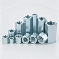 Zinc Plated Carbon Steel DIN6334 M6 Hex Long Coupling Nut for Stud Rod Threaded Rod Connections in Mining Applications