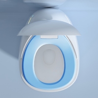 WC monobloc moderne avec abattant rond, fonctionnalités complètes, chasse d'eau automatique, en céramique, à poser au sol, télécommande incluse