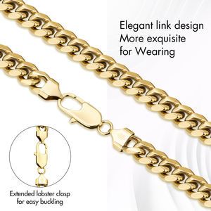 14K placcato oro reale 3mm 5mm collana gioielli regalo Miami Cuban Link uomini donne Cool Hip Hop acciaio inossidabile impermeabile catena del cordolo - Product Image 5