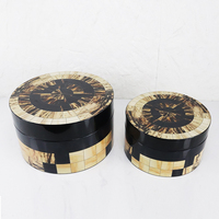 Grande boîte à bijoux en bois colorée incrustée de corne, décor mosaïque brillant, étui de rangement pour colliers, bagues, accessoires de bureau, maison et bureau
