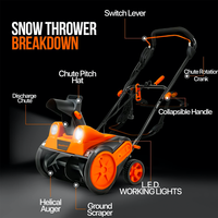 Souffleuse à neige électrique MAXFORCE Garden DIY 15A 2000W réglable avec deux lumières LED