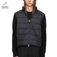 YuFan personnalisé noir rembourré fermeture éclair rempli vers le bas Polyester taffetas doudoune matelassé col montant manteaux bouffants pour hommes