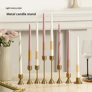 Bougie pilier dorée en cire de paraffine sans fumée, style luxe, pour dîner aux chandelles de mariage, 30CM 25CM, noir et or, longue tige, lot de 2 - Product Image 1