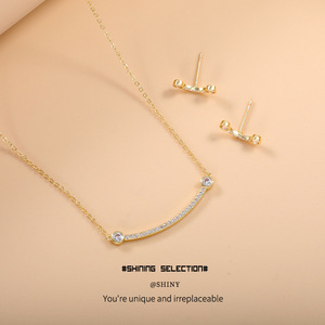 Collier souriant en alliage de cuivre plaqué or, chaîne de clavicule pour femme, cadeau - Product Image 5