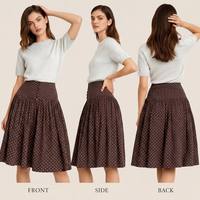 Vestido Midi Negro Plisado de Cintura Alta para Mujer, Transpirable, con Detalles de Botones y Lunares Blancos, Falda ODM