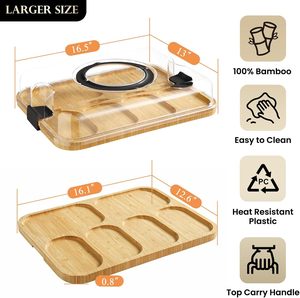 Tabla de <span class=keywords><strong>Queso</strong></span> de Bambú Ecológica con Tapa Ajustable, Plato Rectangular Ecológico y Elegante para Cortar - Product Image 3