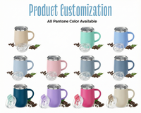 MOQ 10000, Mug à café en acier inoxydable 12oz avec poignée, moulage personnalisé, développement de nouveaux designs ODM pour projets de grandes marques
