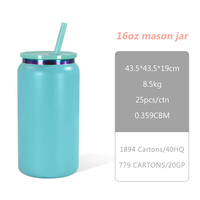 Gobelet isotherme double paroi en acier inoxydable de 16 oz, gravé au laser, holographique, sous-plaqué, avec paille, type Mason, OEM/ODM