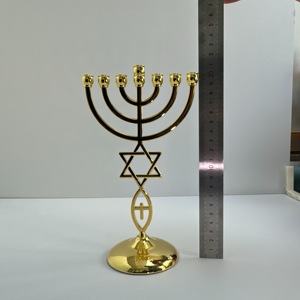 Ménorah en <span class=keywords><strong>métal</strong></span> plaqué or gravée et sculptée, modèle de Noël, décoration de maison, religieuse, moderne et traditionnelle - Product Image 4