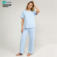 Ensemble de pyjama deux pièces élégant et confortable en coton imprimé pour femme, taille élastique, par Beefey – Tenue d'intérieur