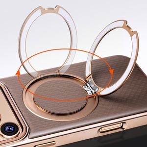 Funda de Teléfono de Cuero PU Magnética con Electrochapado de Lujo para iPhone 17 16 15 14 Pro Max 17 Air con 360 °   Funda Antigolpes con Soporte de Anillo - Product Image 6