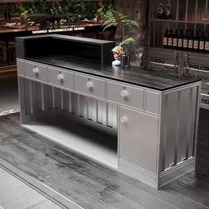 Mostrador de barra de arte del hierro de estilo industrial personalizable para restaurantes, salas de billar, tiendas de té, cajero, esquina, recepción - Product Image 3