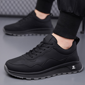 <b>White</b> Men's Chunky Sneakers <b>Lace</b>-Up Solid Color Casual Shoes Thick Sole Wenzhou Origin - Product Image 2