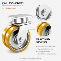 Penjualan Langsung Pabrik Roda Caster Kembar Polyurethane (PU) Ekstra Kuat dengan Bantalan Rol Taper Ganda Roda Caster Putar